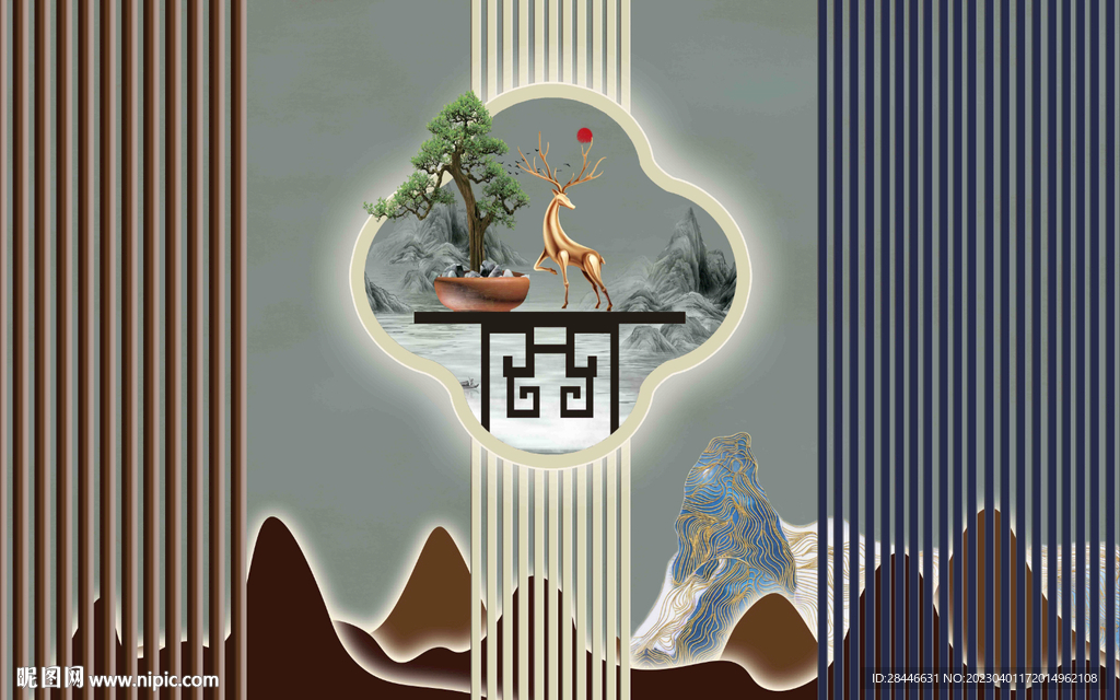 新中式背景墙
