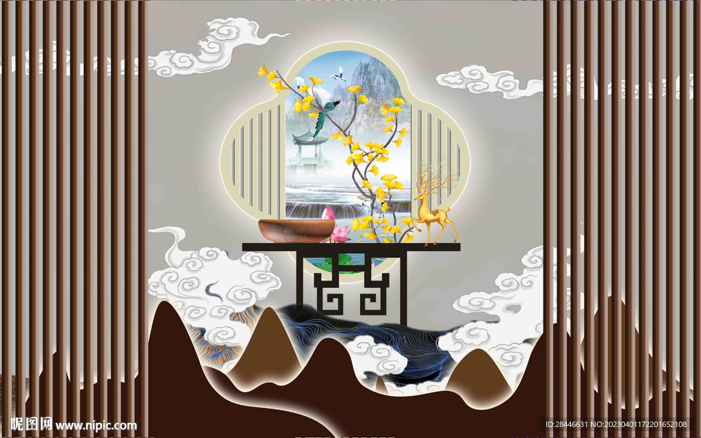 新中式背景墙
