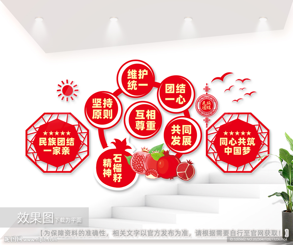 石榴籽精神民族团结文化墙