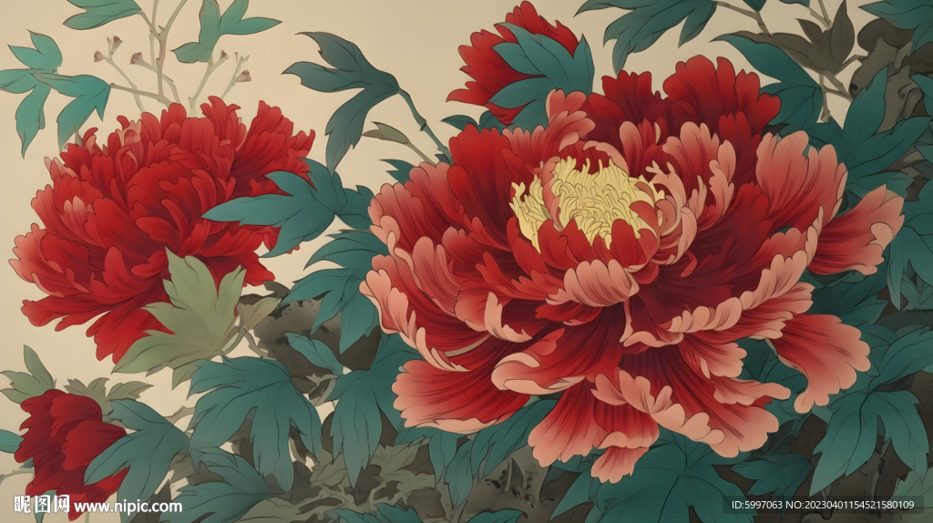 国画牡丹花