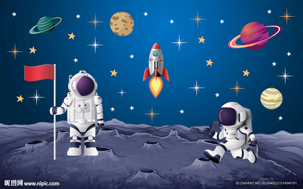卡通星空宇航员壁纸