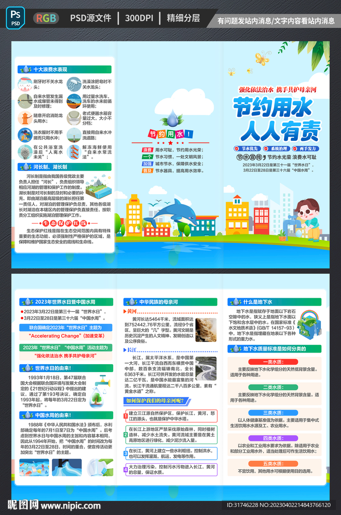 节约用水三折页
