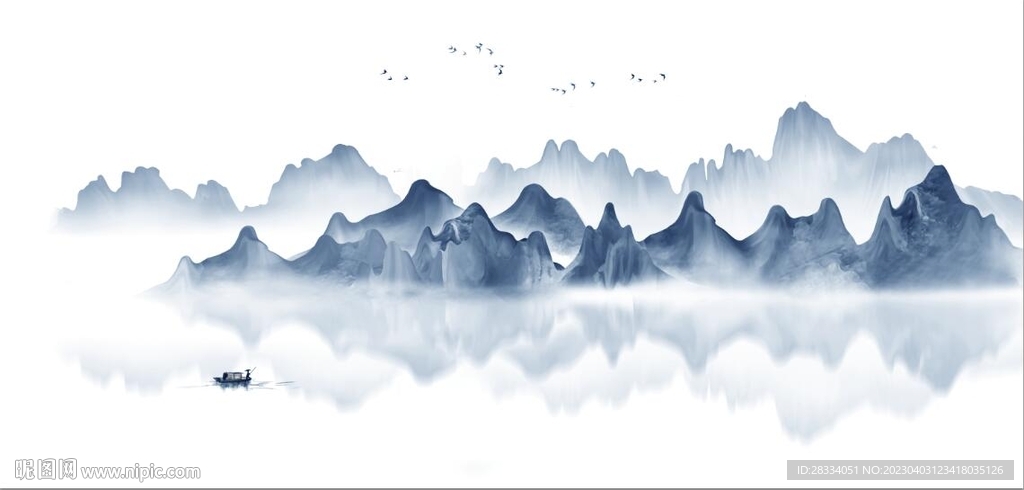 新中式抽象水墨山水风景背景