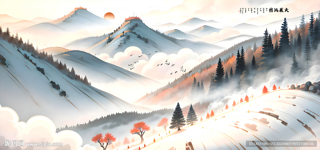 意境水墨山水画