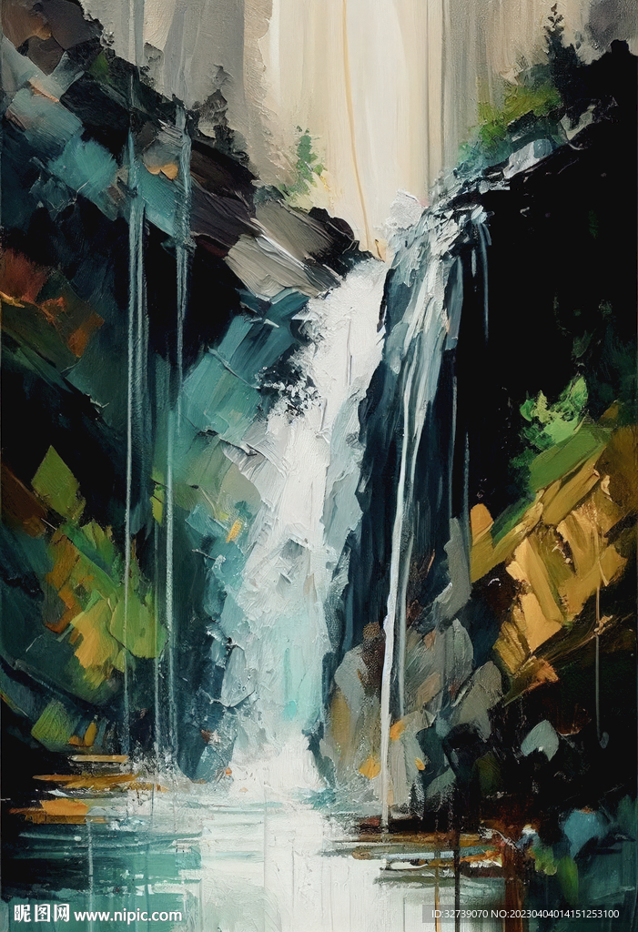 当代油画 飞流直下