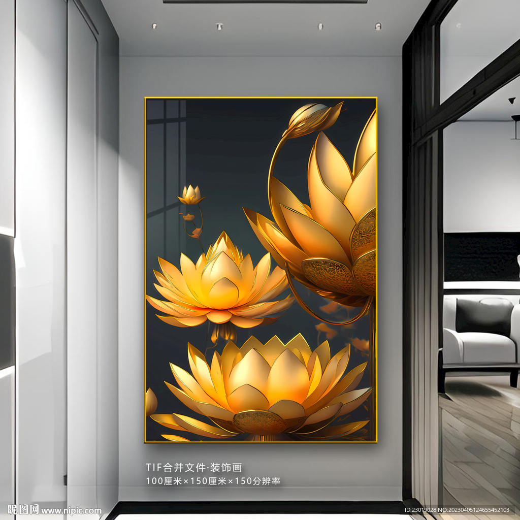 艺术玄关荷花装饰画