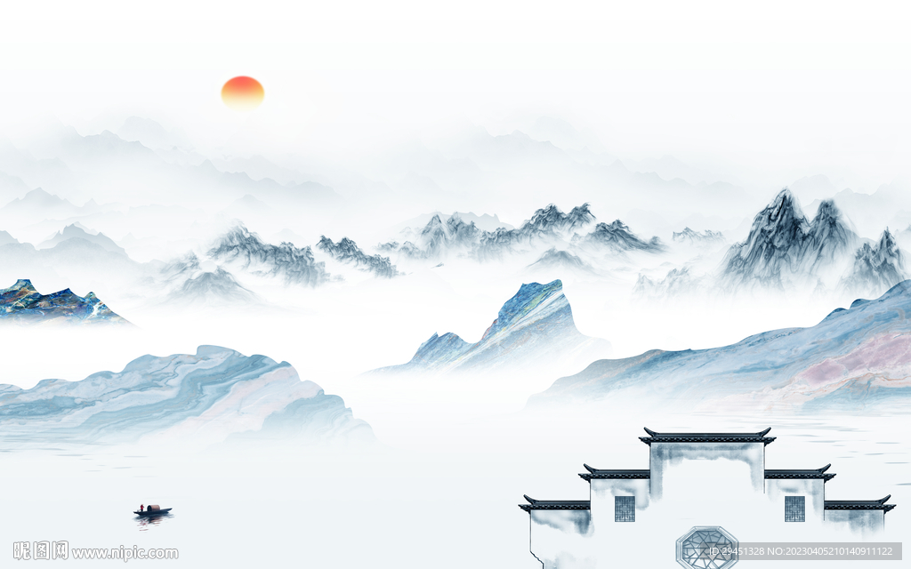 现代 电视客厅山水 tif分层