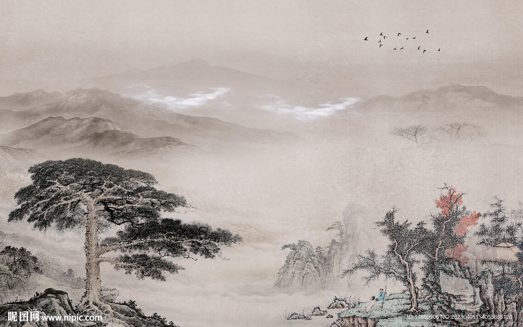 现代 客厅意境山水 Tif分层