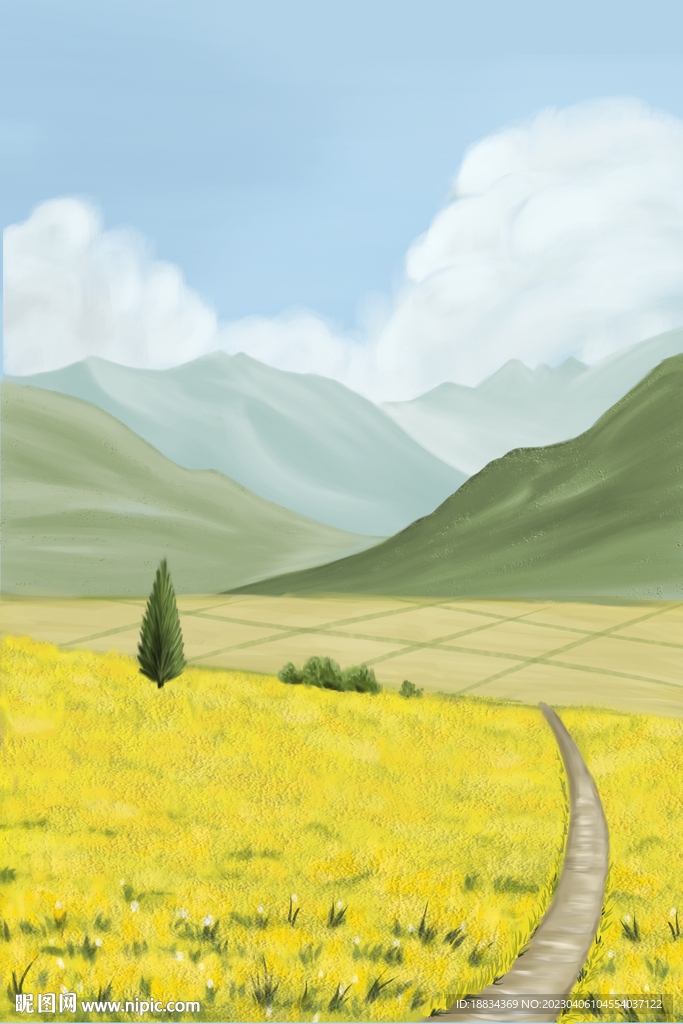 现代手绘风景装饰画