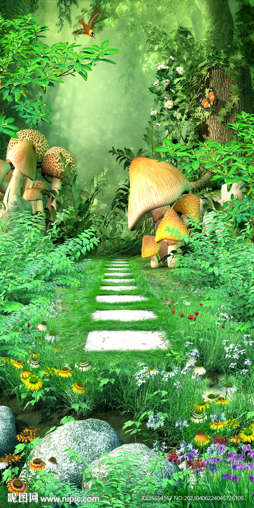 梦幻童话森林麋鹿3D玄关
