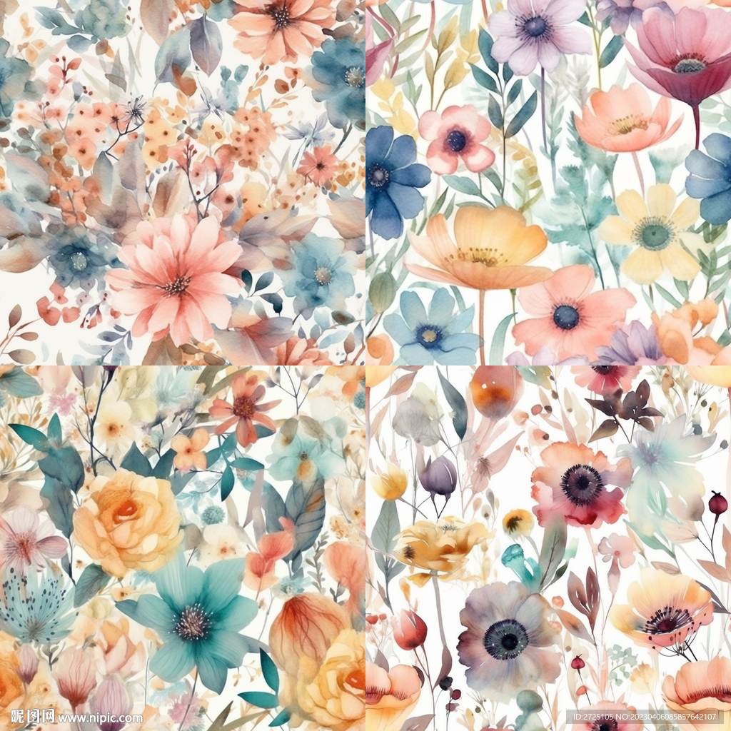 水彩花 手绘花 