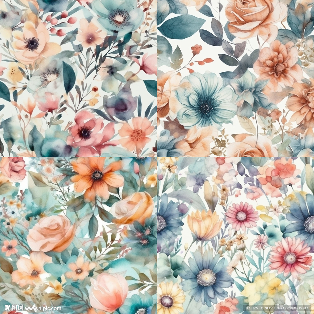水彩花 手绘花 