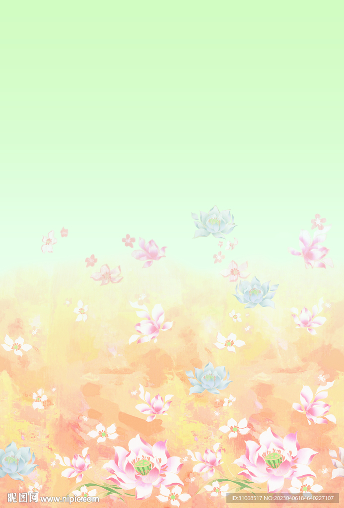 汉服渐变小碎花绿色渐变
