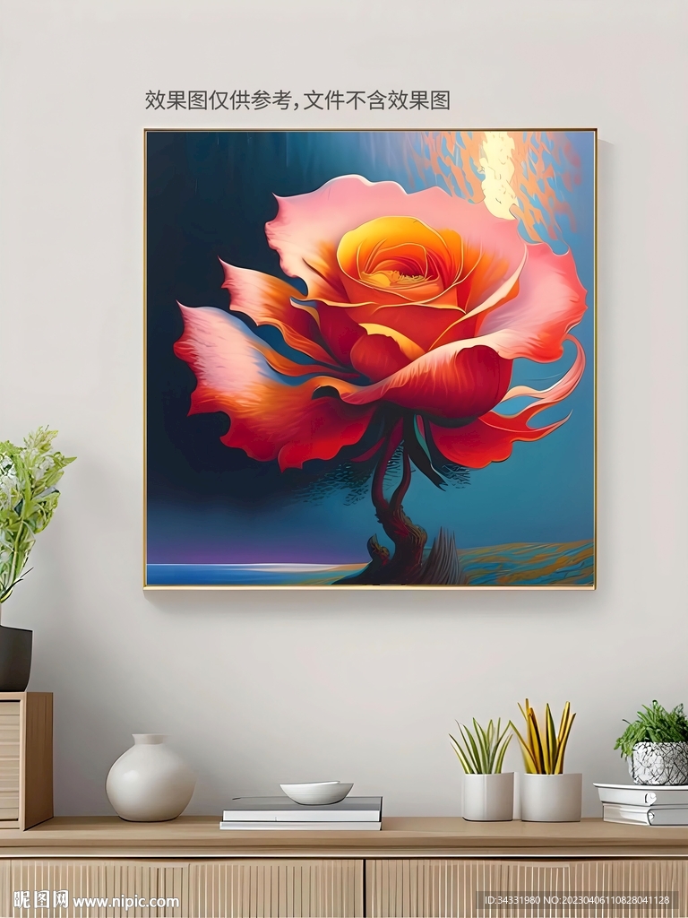 牡丹油画装饰画