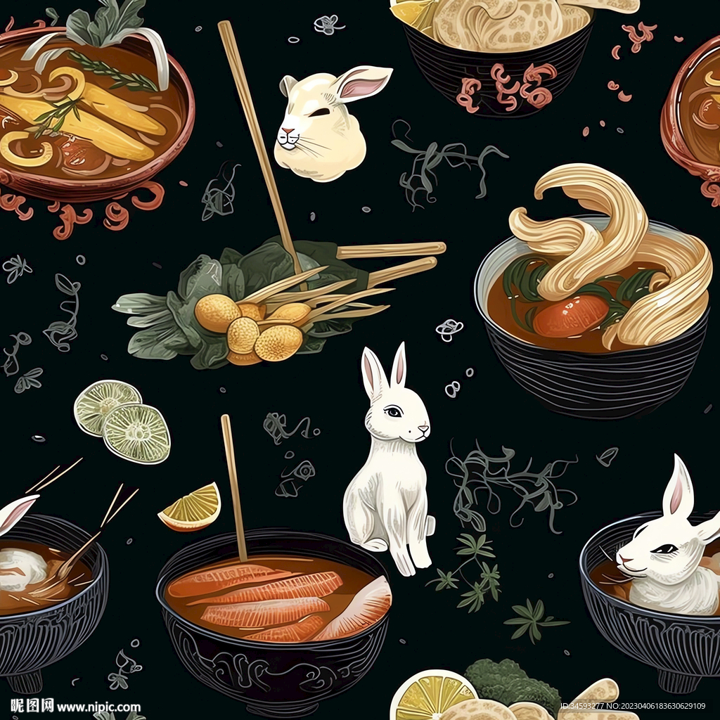 小动物花型图案
