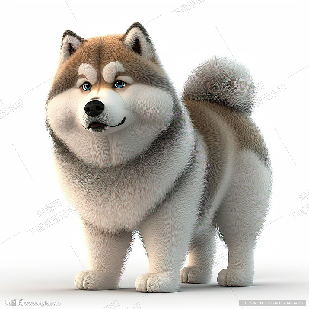 卡通阿拉斯加雪橇犬