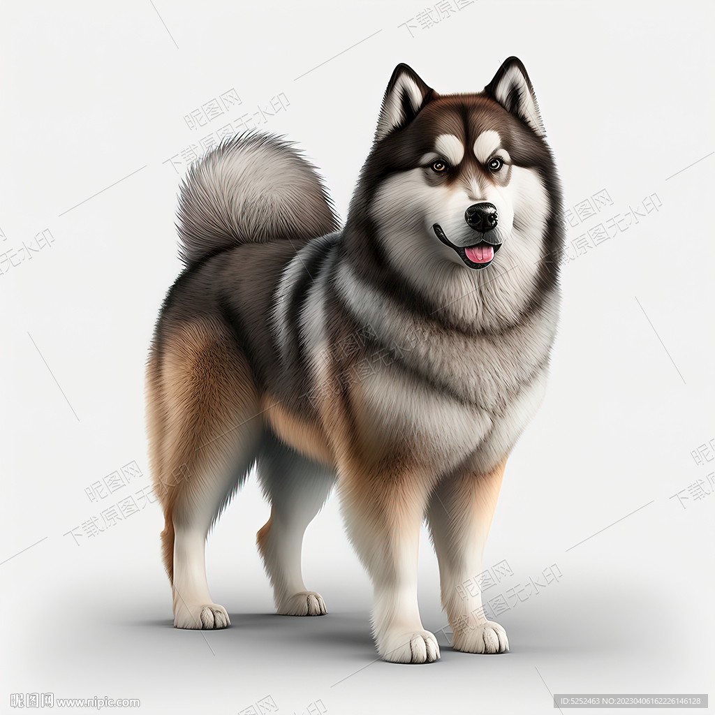 卡通阿拉斯加雪橇犬
