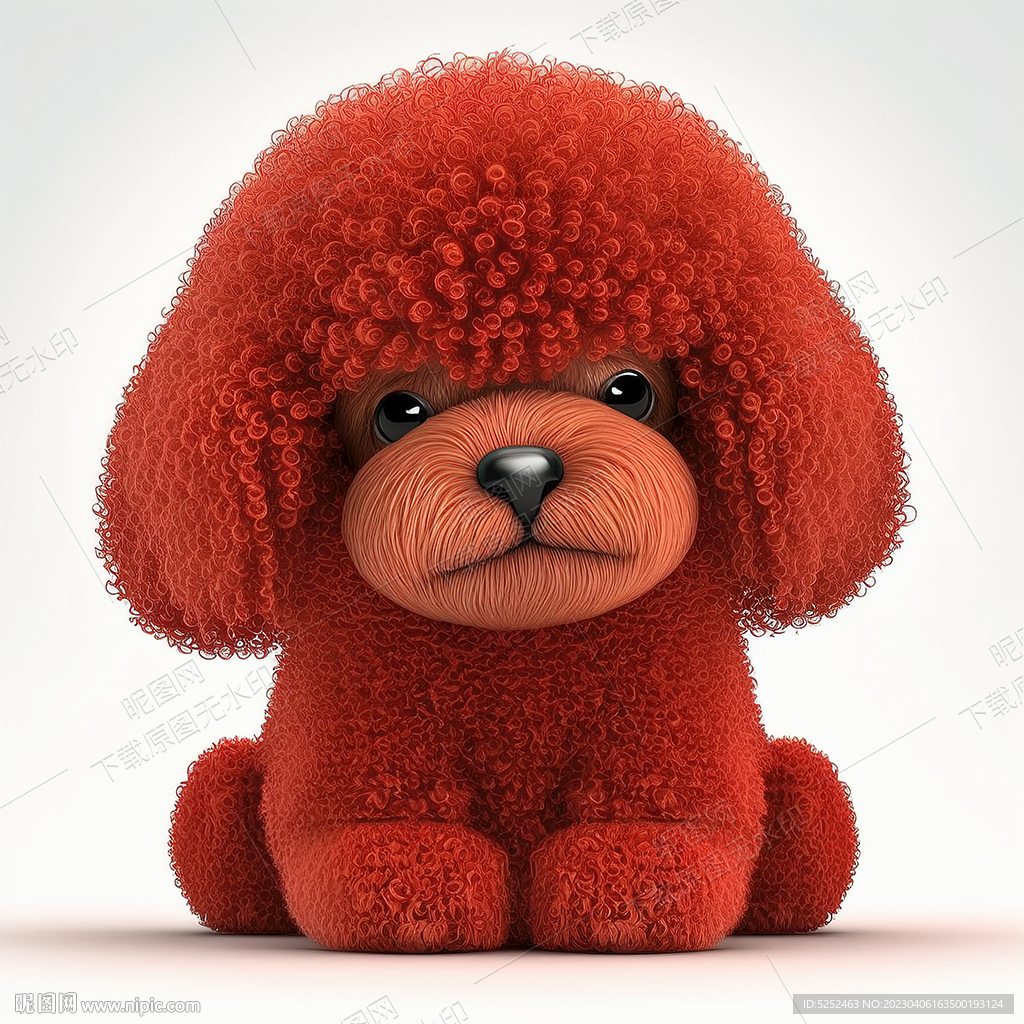 卡通红贵宾犬