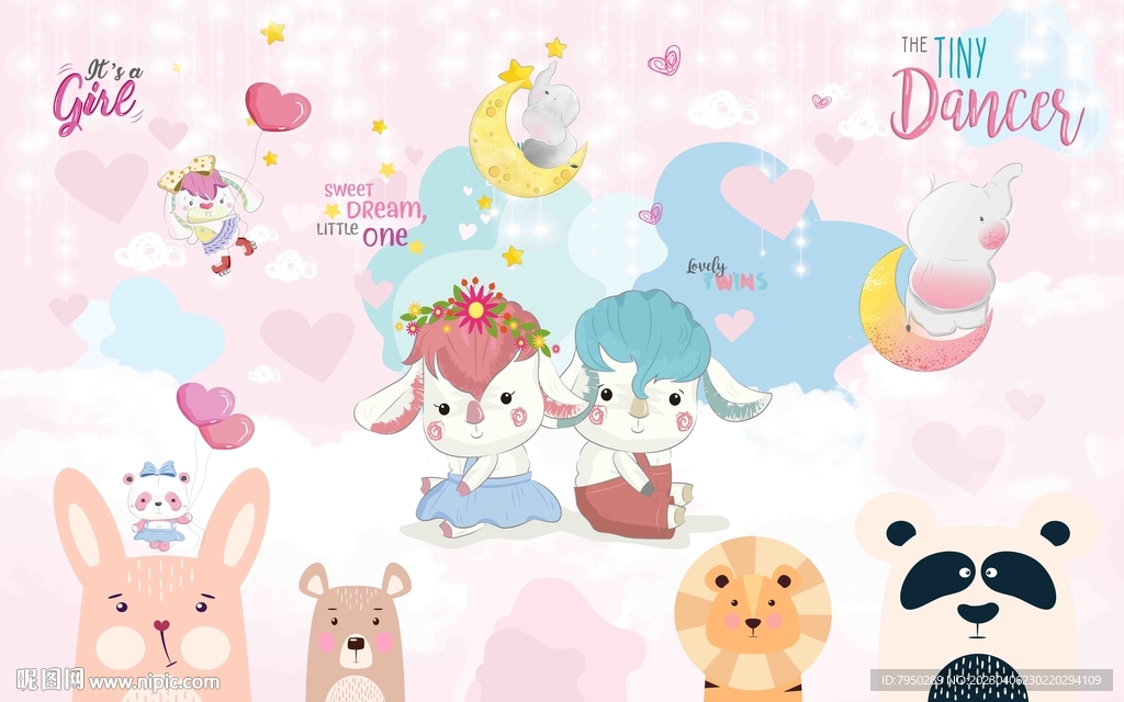 卡通儿童房背景墙