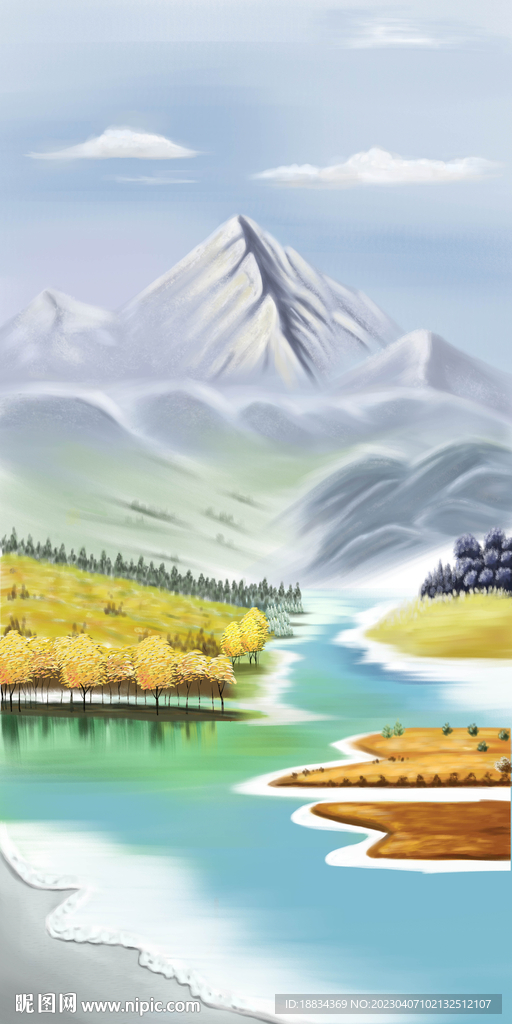 手绘风景装饰画