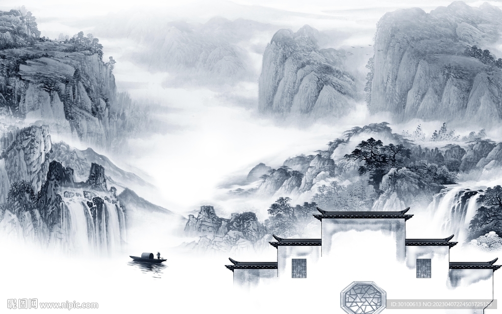 新品 简约电视山水 Tif分层