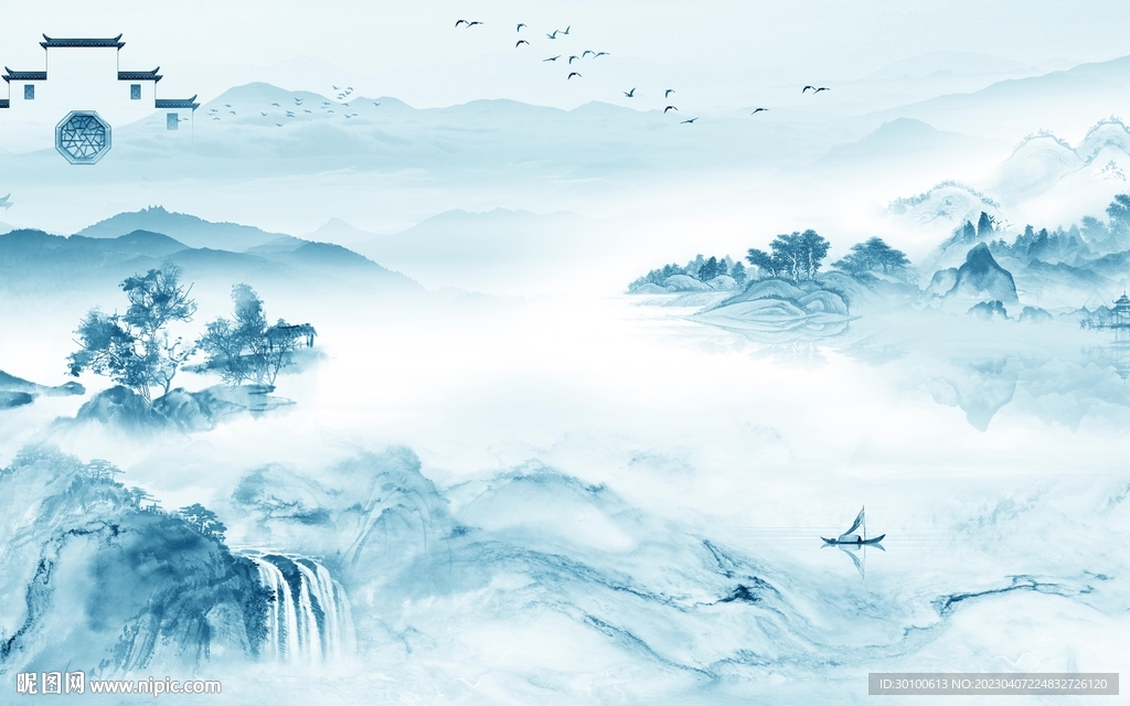 最新 简约电视山水 Tif分层