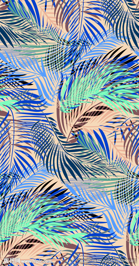 热带叶子 数码印花 