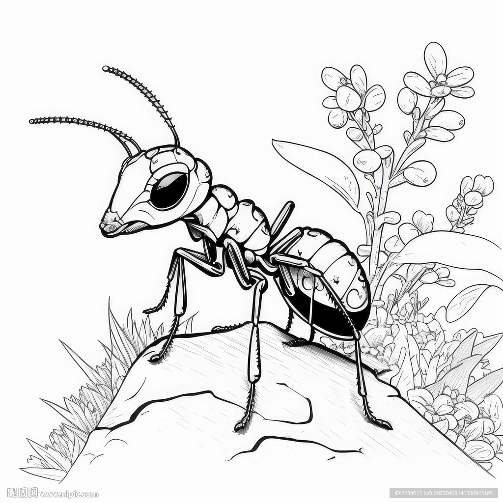 白描蚂蚁