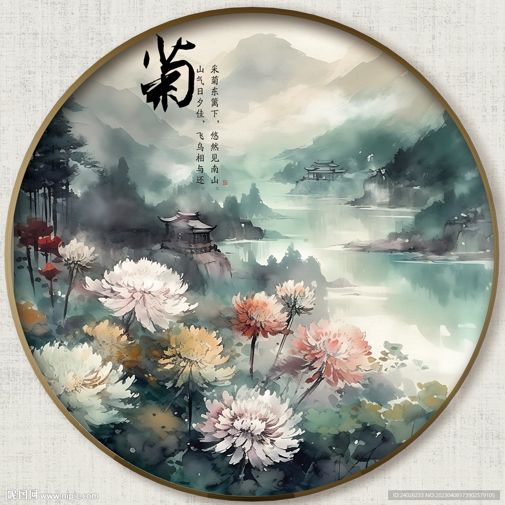 圆形花鸟图