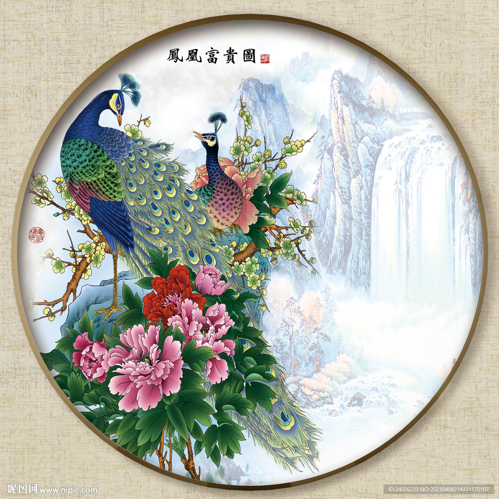 圆形花鸟图