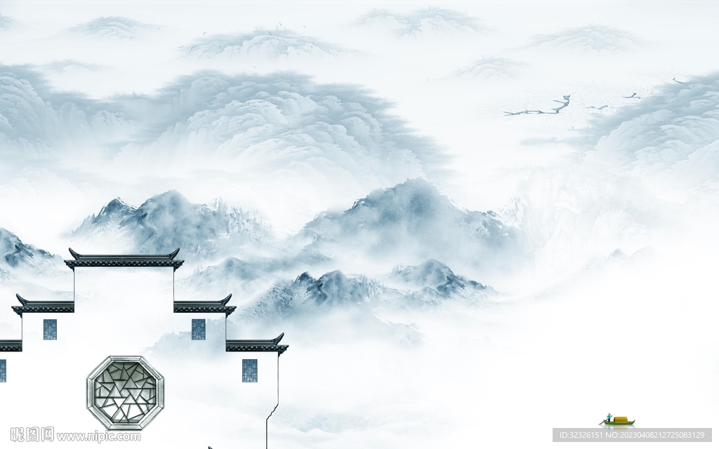 爆款 简约背景山水 tif分层