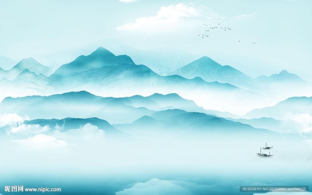 高档 简约背景山水 tif分层