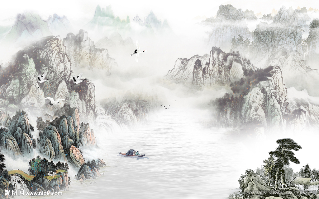 人气 简约背景山水 tif分层