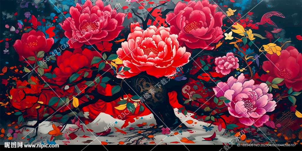 牡丹花装饰画