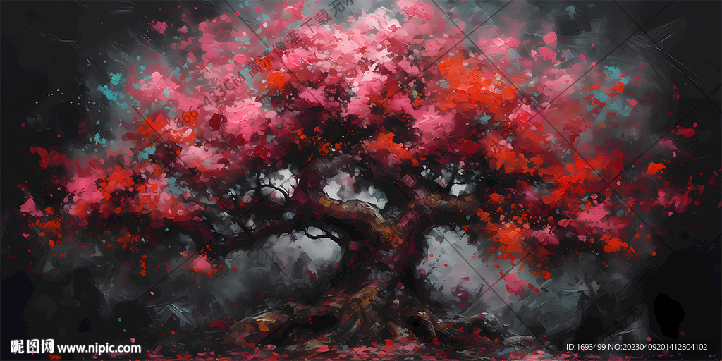 水彩树艺术挂画装饰画