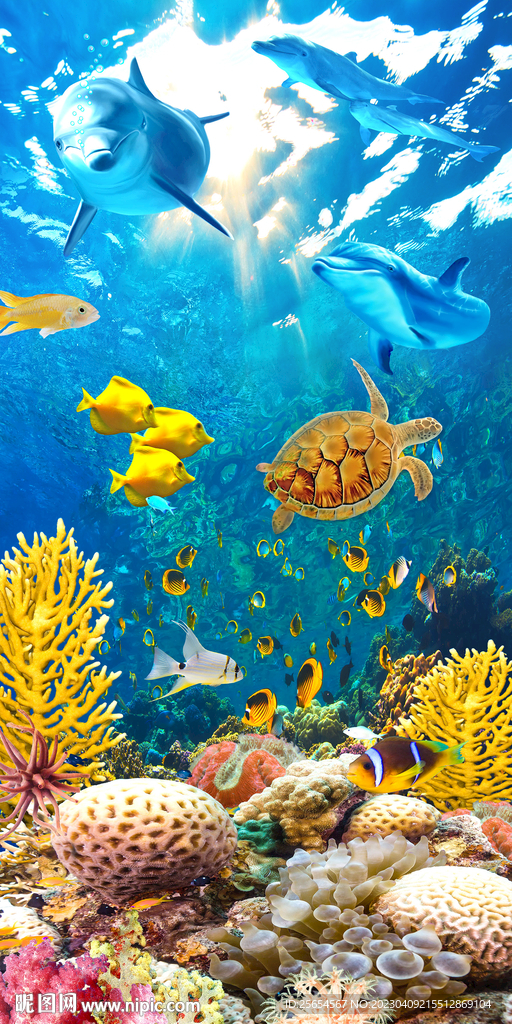 海底世界海豚3D玄关