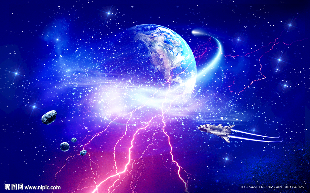 闪电星空