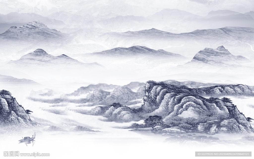 意境 山水客厅背景 TiF分层