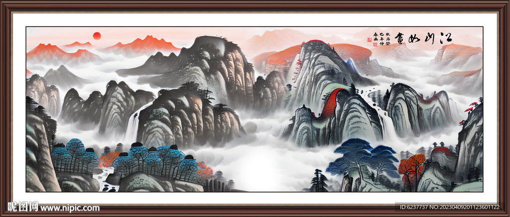 江山如画国画山水画