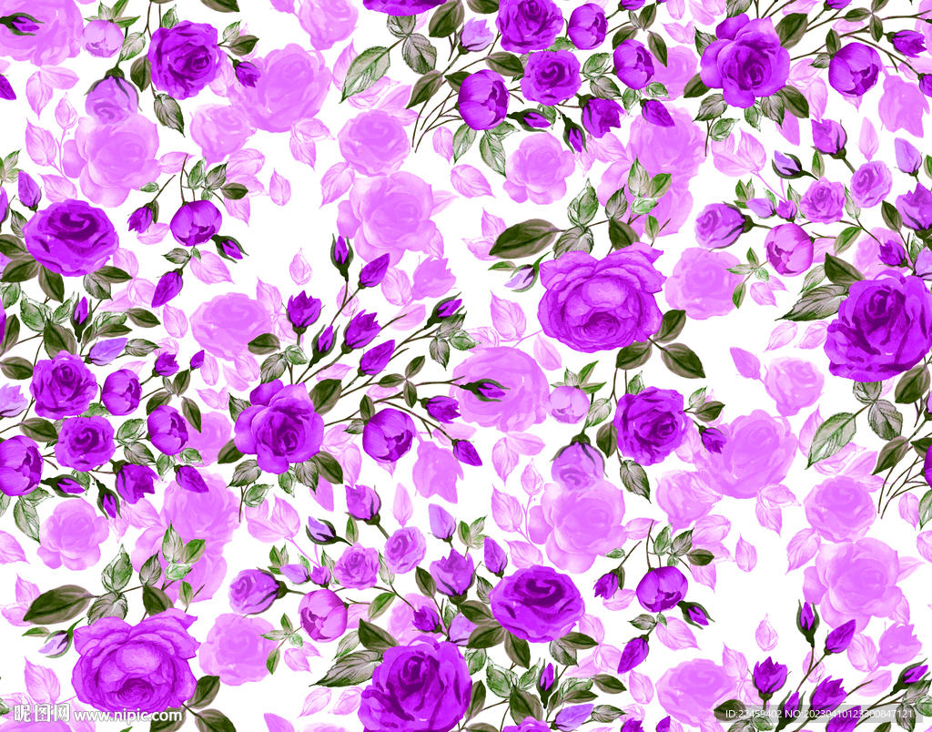 紫色手绘花
