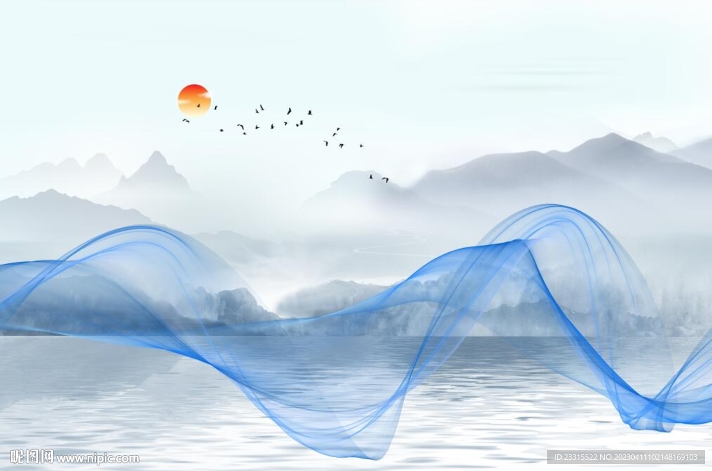 简约山水背景墙