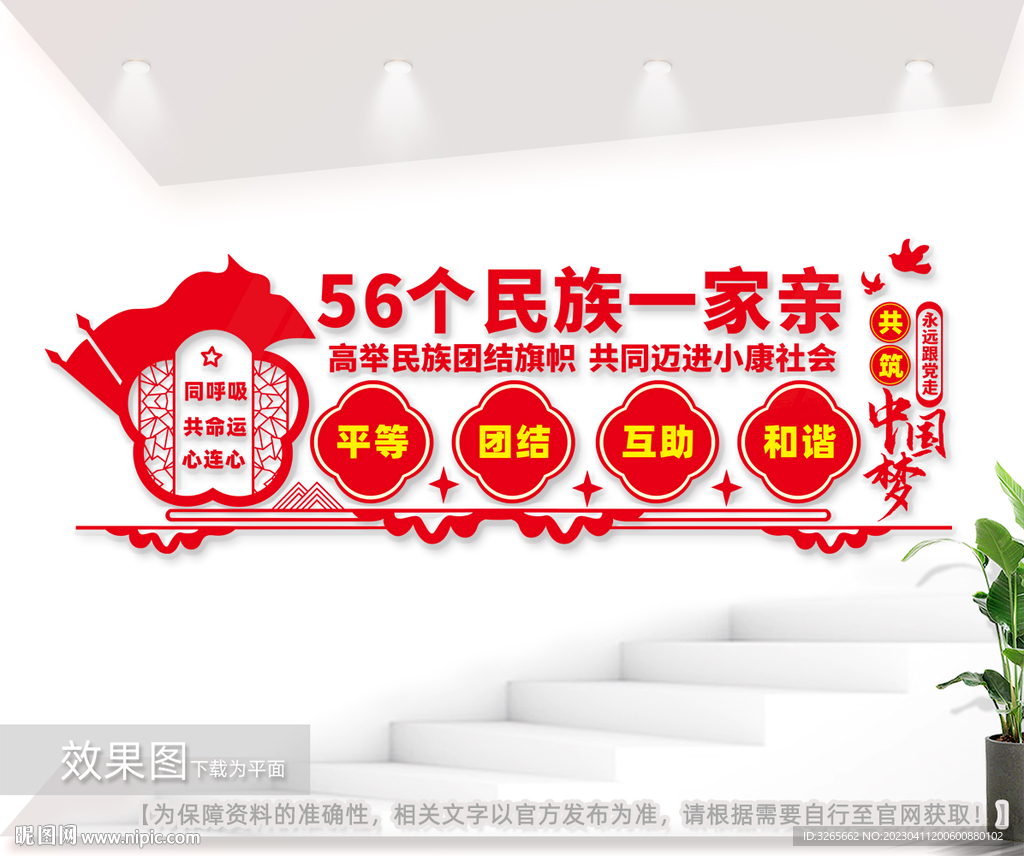 56个民族一家亲户外文化墙图片