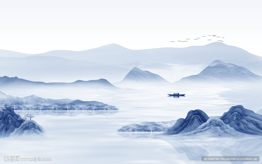 蓝色 高档新款山水 TIf分层