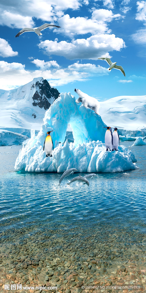 唯美山水冰山玄关装饰画