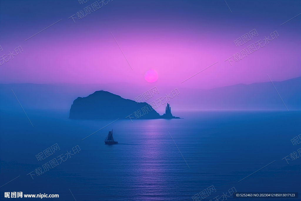 粉色海洋风景