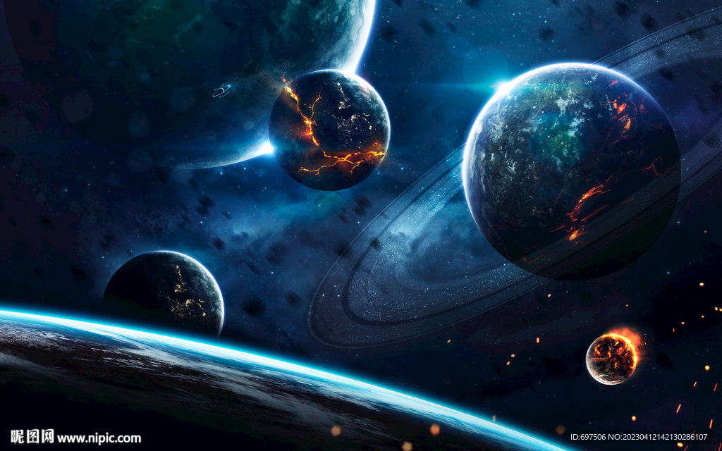 银河系行星太空宇宙星球主题背景