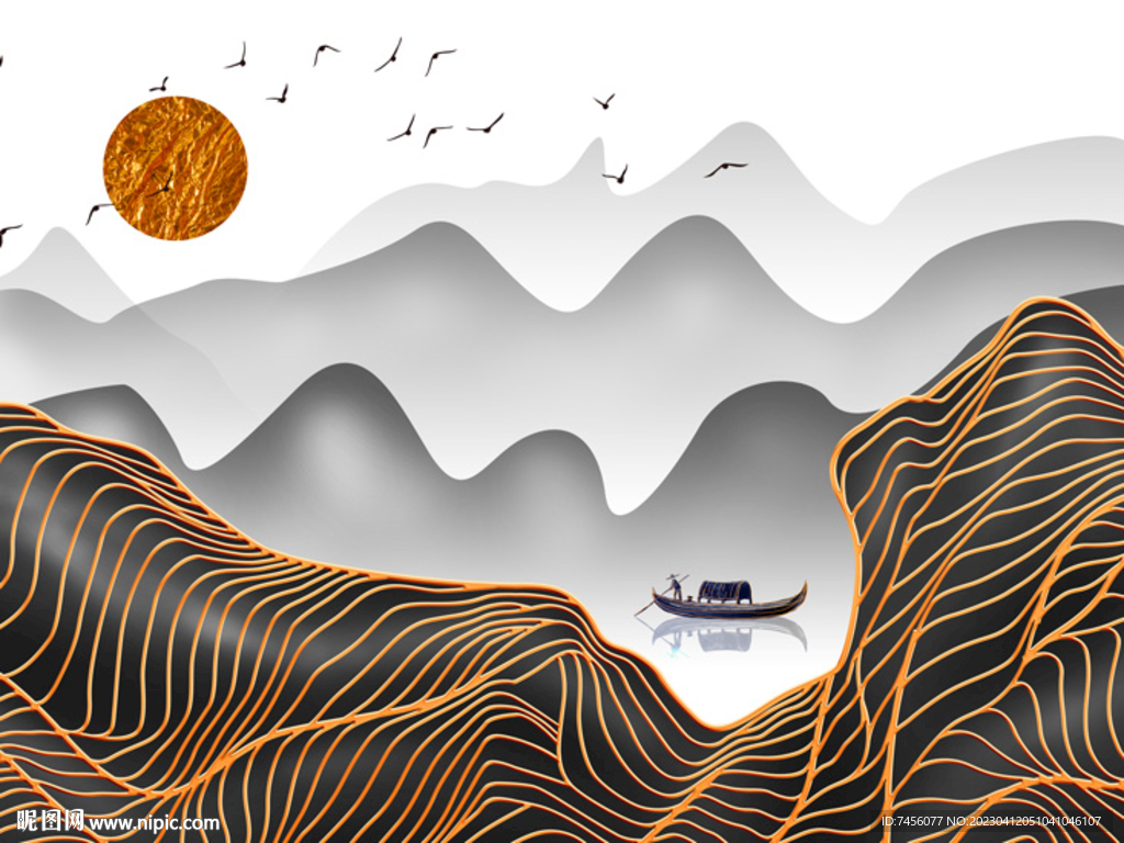 水墨山水画艺术挂画装饰画