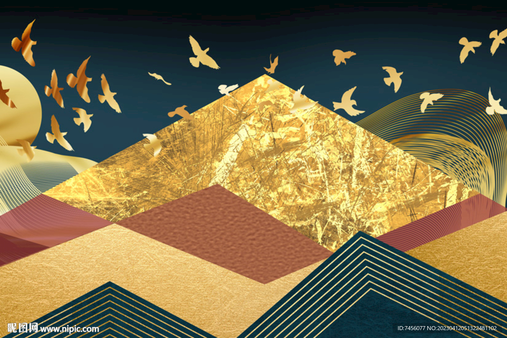 飞鸟山峦艺术挂画装饰画