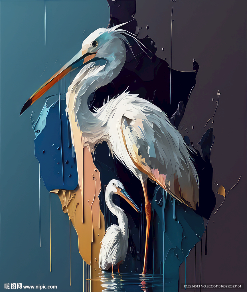油画大白鸟