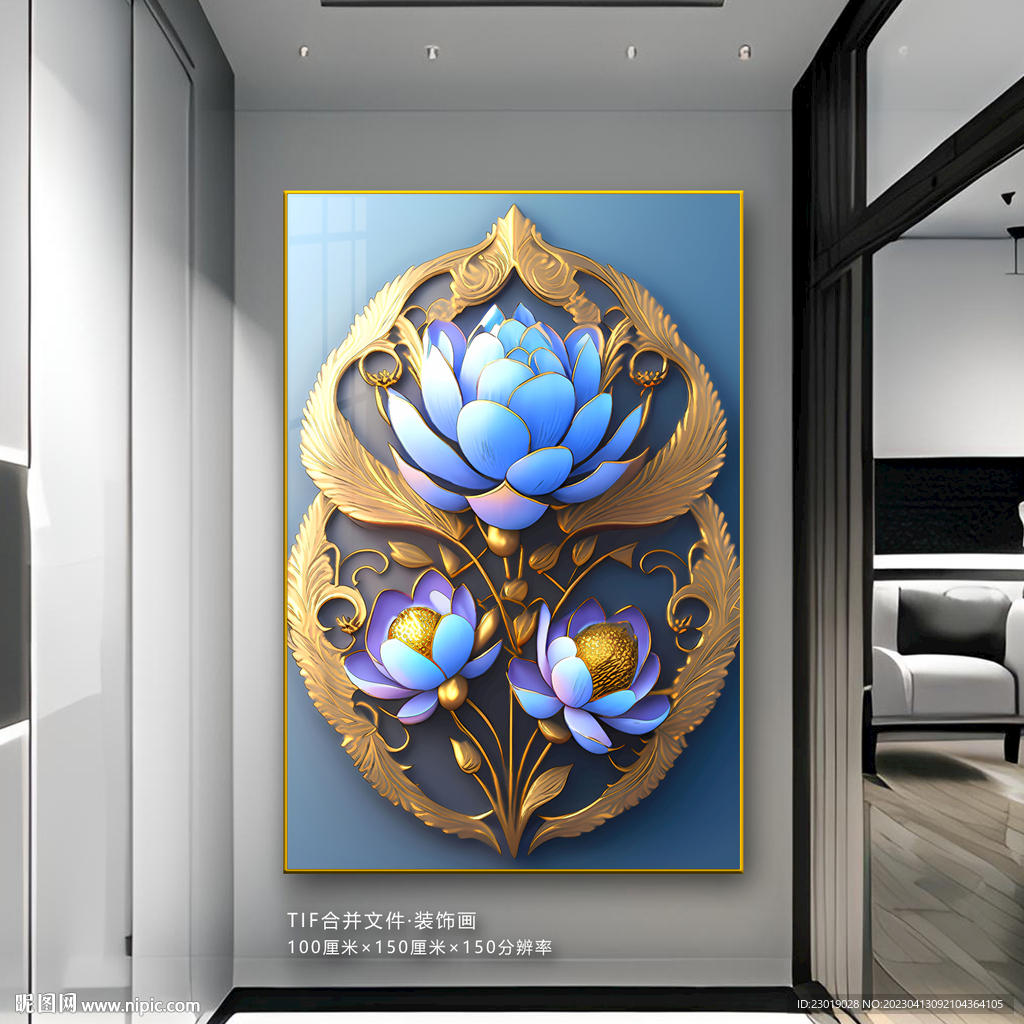 新中式花鸟牡丹画